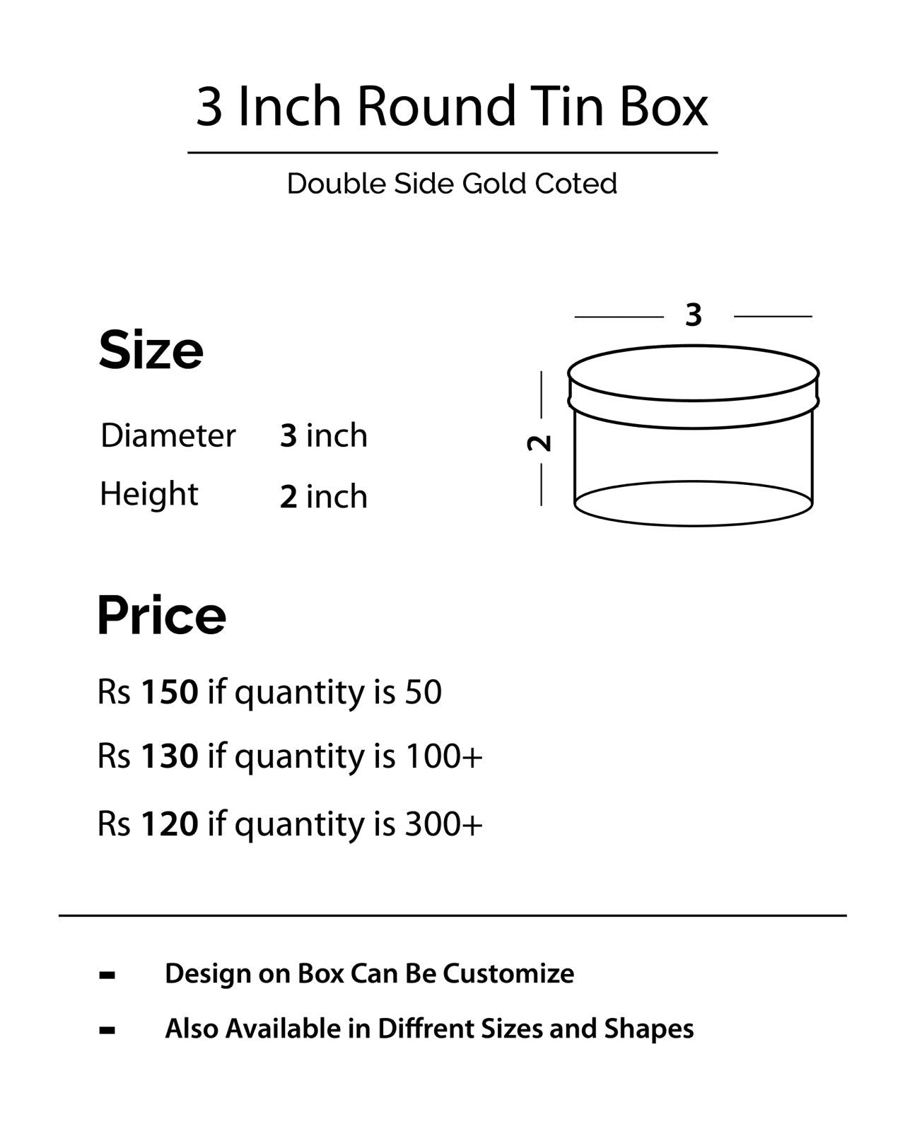 3 Inch Round Tin Bid Box D001