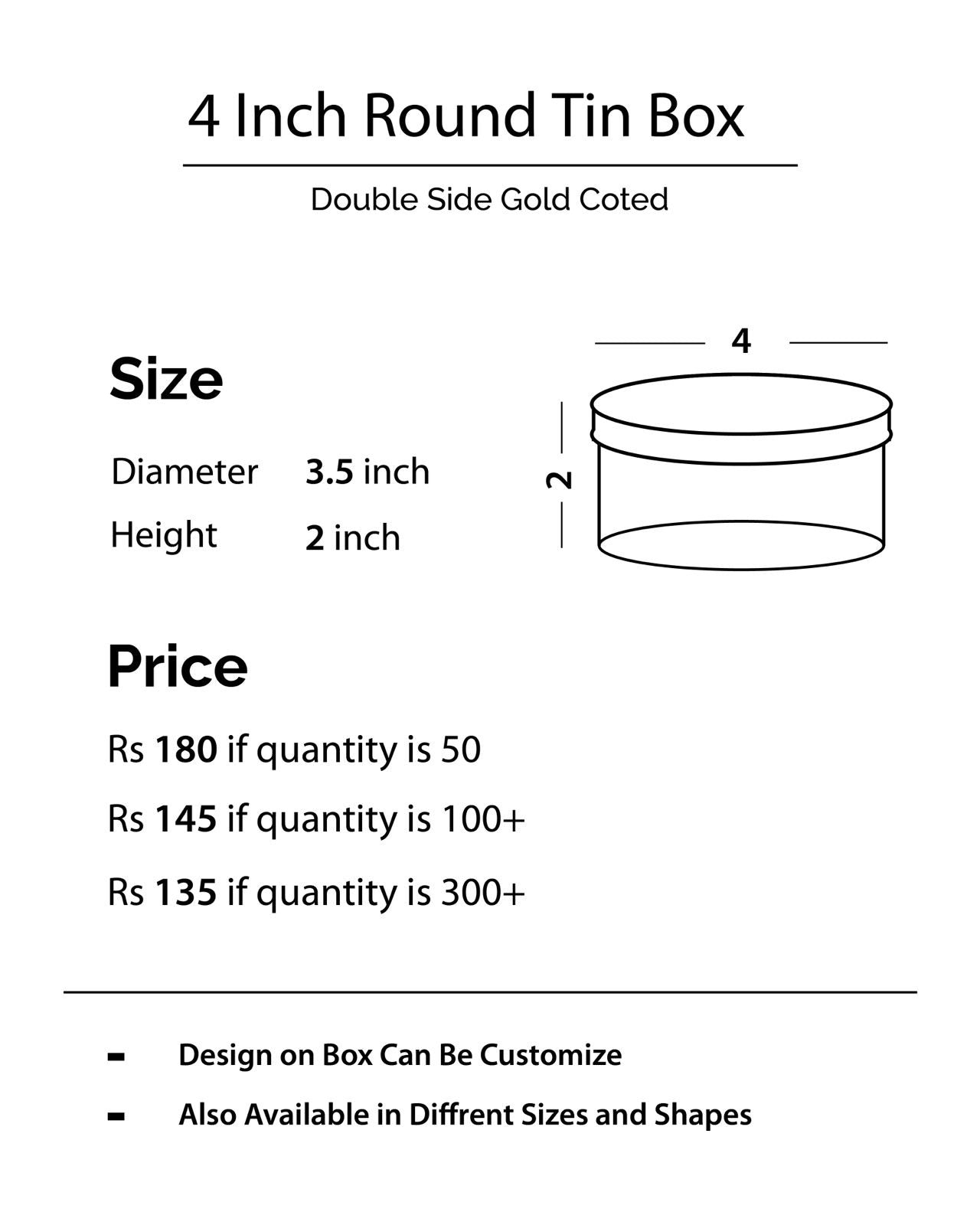 3 Inch Round Tin Bid Box D002