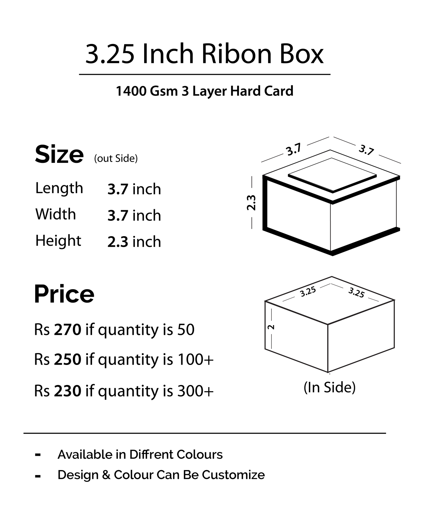 3.25 Inch Ribbon Bid Box