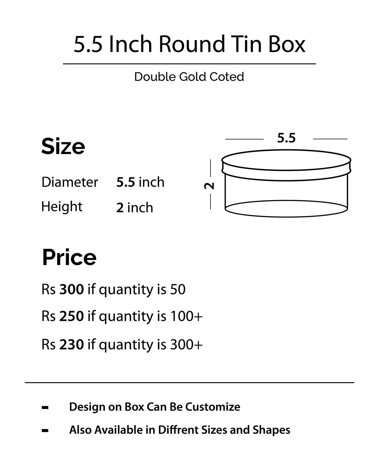 5.5 inch Round Tin Box DT011